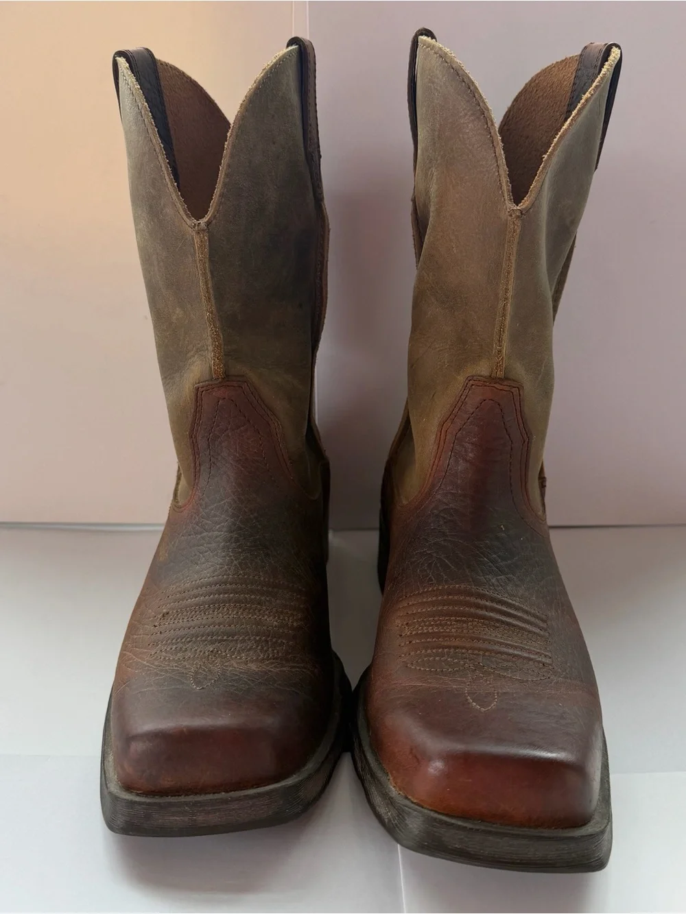 Ariat Brown Leather Pull-On Western Cowboy Boots Men's 9 D